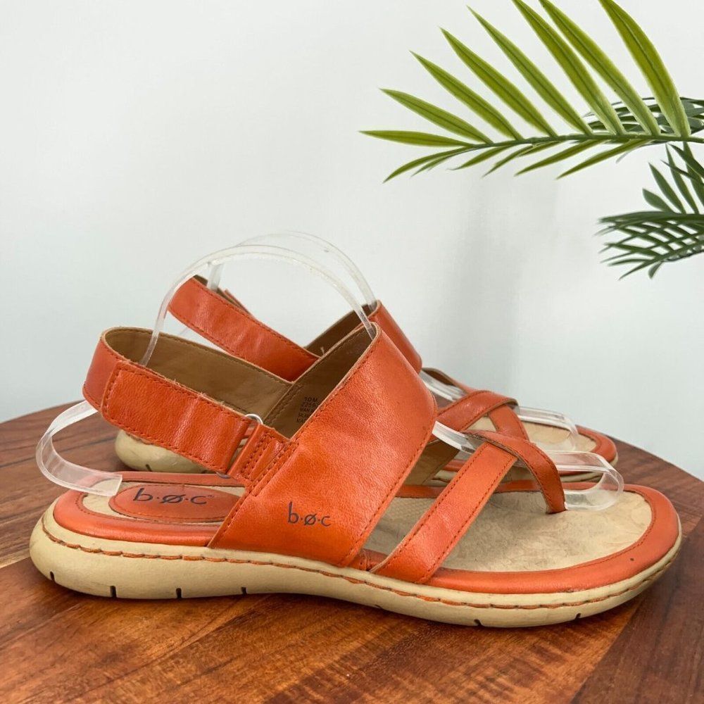 Born Orange Leather Crisscross Strap Sandals - Picture 4 of 8